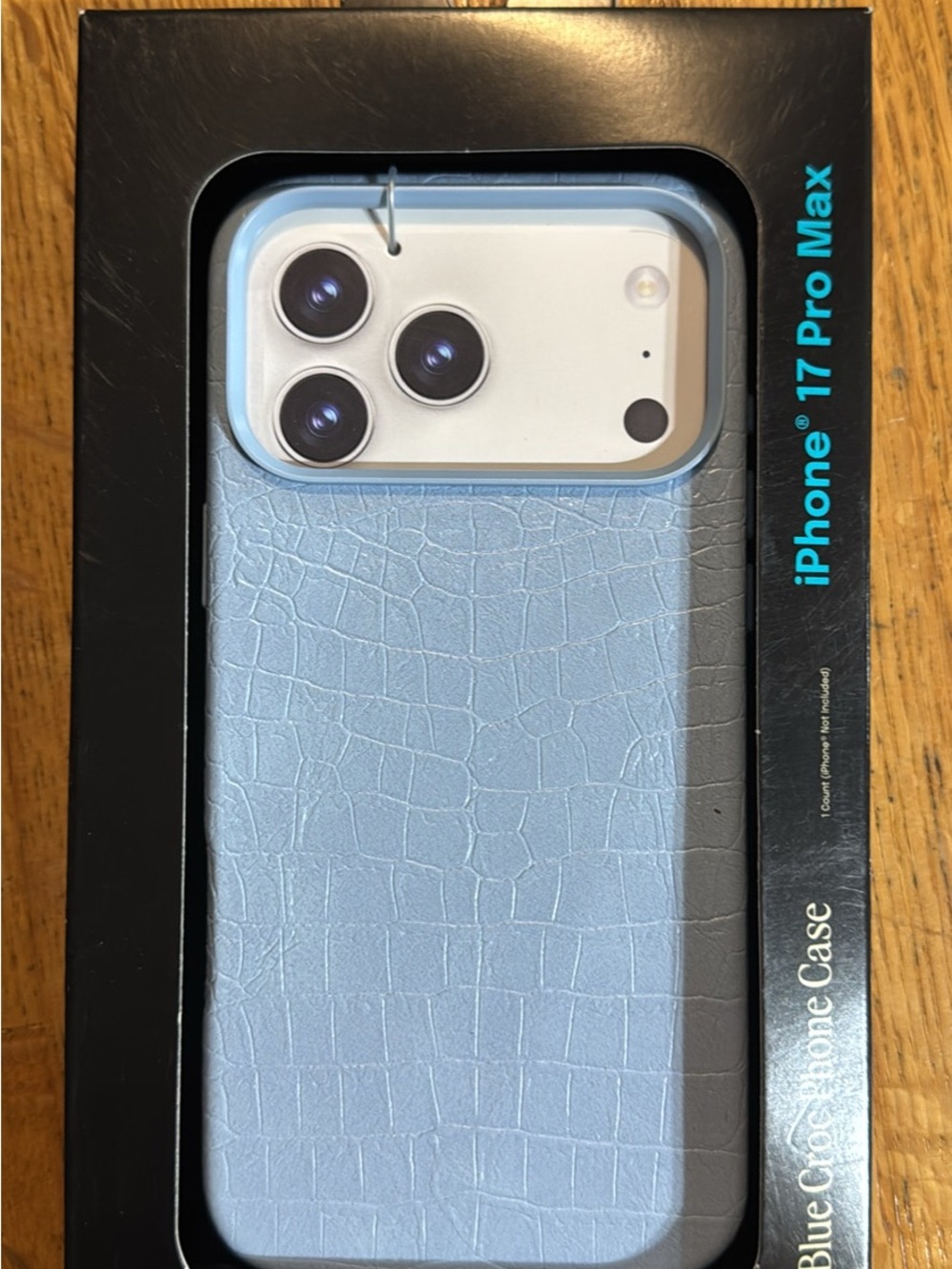 iPhone 17 Pro Max Blue Croc-Texture Protective Case